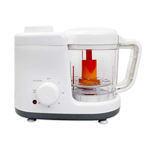 Todeco - Cuiseur à Vapeur et Mixeur pour Bébé, Robot de Cuisine - Fonctions: 2 en 1 Cuiseur vapeur et mélangeur - Matériau: Sans bishpénol-A - Blanc/Gris