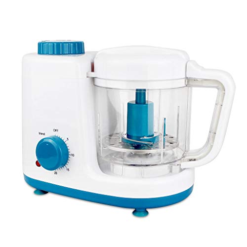 Todeco - Cuiseur à Vapeur et Mixeur pour Bébé, Robot de Cuisine - Fonctions: 2 en 1 Cuiseur Vapeur et mélangeur - Matériau: sans bishpénol-A - Blanc/Bleu