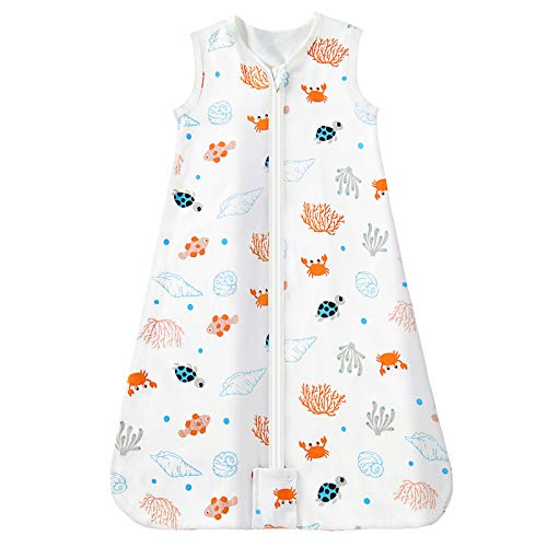 Mosebears Gigoteuse d'été pour bébé - 0,5 Tog - 100% Coton - Respirante - Motif Animaux de l'océan - Taille S (0-6 Mois)