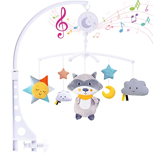 VIPNAJI Mobile Musical Bébé,Cloche de Chevet Rotative pour Lit de Bébé avec Adorables Animaux Doux pour Bébés Cadeau Dès La Naissance