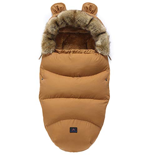 Gorger Chancelière Poussette Universelle Confortable Sac de Couchage Bébé Hiver Chaud Imperméable Couverture Emmaillotage pour Poussette, Landaus, Buggy, Siège Auto, Lits Bébé (Marron)