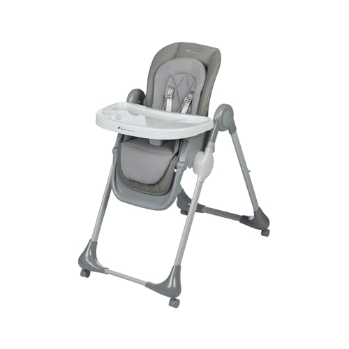 Bebeconfort Olea, chaise haute, 0 à 3 ans, 0 à 15 kg, entièrement réglable, 9 positions de hauteur et 3 d’inclinaison, nettoyage facile, 4 roues pivotantes, pliage compact, Tinted Grey