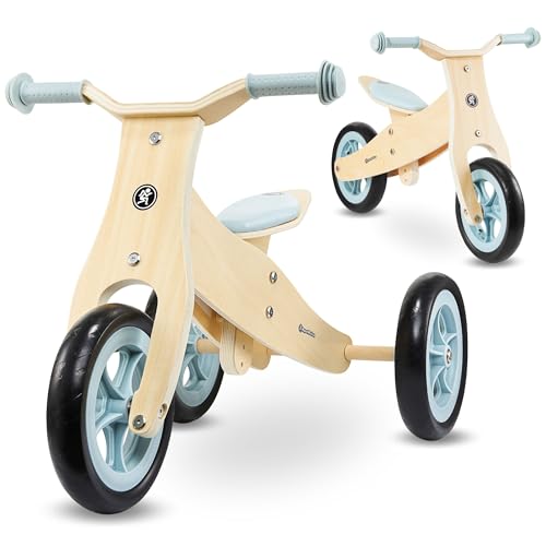 HyperMotion Tricycle en bois pour un enfant à partir de 18 mois, vélo 2 en 1 Percy, vélo pour tout-petits, draisienne pour un garçon et une fille à partir de 2 ans, siège réglable, bleu