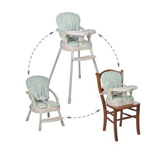 MS BabyWorld - Chaise haute BELLY pour bébé | Convertible en rehausseur et en chaise | 3 en 1 | Chaise haute pliable avec siège rembourré et repose-pieds
