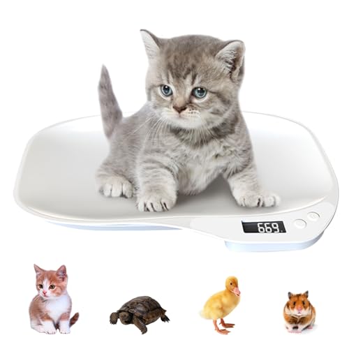 Balance Chat, 15kg/1g Balance Chien, Mini Balance Numériques pour Petit Animal, Balance Numérique avec 3 modes de pesée (kg/oz/lb) et Écran LCD, Balance pour Chatons,Chiots