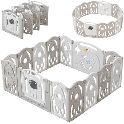 Parc Bébé Modulable 145x145 CM – Entreprise Française - Grand Parc Bébé Pliable Gris et Blanc – Aire de Jeu Sécurisée pour Enfant – Parc Modulable Bébé Évolutif – Parc Facile à Installer