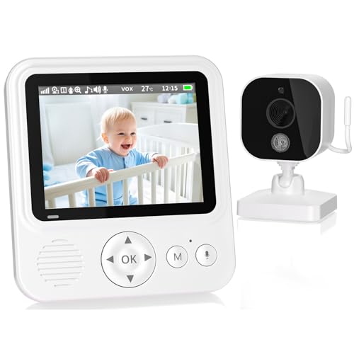 OBVHNUA Babyphone Camera 2,8 Pouces Caméra Bebe 720P IPS LCD Baby Phone Vidéo 2000mAh USB-C Moniteur avec 2-4X Zoom VOX Vision Nocturne Communication Bidirectionnelle Capteur de Température Berceuses